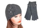 Шапка женская Tranini в комплекте с перчатками Tranini 2002 ART-KEC-70-71-GREY