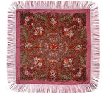 Платок с павловопосадским узором розовый 120х120