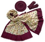 Комплект (берет, палантин, перчатки) Tranini 39006 бордовый