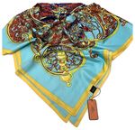 Шелковый платок HERMES голубой 5140