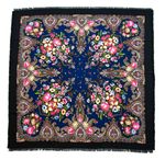 Платок шерстяной Tranini 0351 русский узор синий