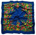 Платок шерстяной Tranini 0402 русский узор синий