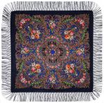 Платок с павловопосадским узором лиловый 120х120