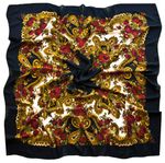 Платок шерстяной Tranini 0326 русский узор черный