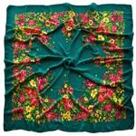 Платок шерстяной Tranini 0404 русский узор зеленый