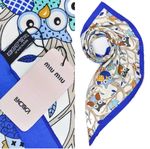 Платок женский шёлковый  белый-синий M0006