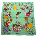 Платок шелковый Tranini   бирюзовый 5530 PLATOK 2