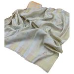 Платок брендовый из шелка и шерсти бежевый с люрексом 151122