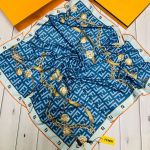 Женский шёлковый платок Fendi синий 241109