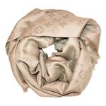 Платок брендовый шерстяной  бежевый с серебром 1176