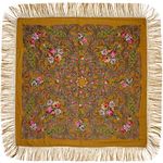 Платок с павловопосадским узором желтый 120х120