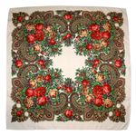 Платок 9025 с павловопосадским узором 90х90 белый