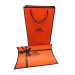 Комплект пакет и подарочная коробка Hermes оранжевый