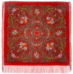Платок с павловопосадским узором /в ассортименте красный 140х140