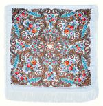 Платок с павловопосадским узором /в ассортименте белый 140х140