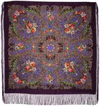 Платок с павловопасадским узором фиолетовый 0900