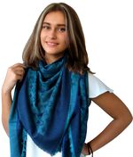 Платок брендовый шерстяной сине-бирюзовый 1114