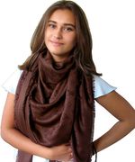 Платок брендовый шерстяной горький шоколад 1146