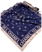 Шелковый платок  CHANEL синий 170300