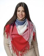 Платок Cashmere красный  белым 190927