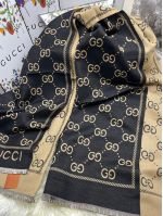 Палантин GUCCI черный с бежевым 02092405