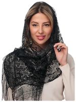 Шарф кружевной в церковь  черный 060400