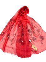 Палантин Dulnna  вискоза c шелком красный 070603