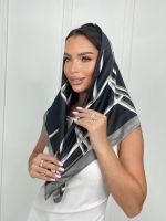 Платок женский  шёлковый черный 07082421