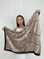 Платок женский  шёлковый бежевый 07082422