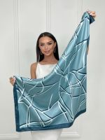 Платок женский  шёлковый бирюзовый  07082423