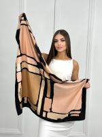 Шелковый платок HERMES бежевый 20072504