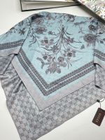 Шелковый женский платок Gucci  голубой  11092307