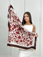 Женский шелковый платок Gucci белый бордовый 200725221