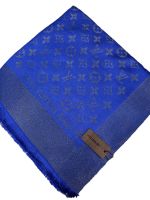 Платок брендовый шерстяной синий с люрексом 12022401