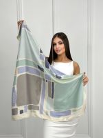 Шелковый платок HERMES голубой 20072503