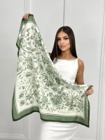 Женский шелковый платок Gucci белый оливковый 20072522