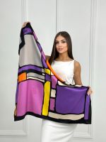 Шелковый платок HERMES фиолетовый 20072501