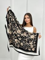 Женский шелковый платок Gucci белый черный 20072521