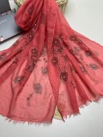 Палантин женский  шелк и  вискоза красный15022334