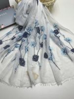 Палантин женский  шелк и  вискоза белый 15022331