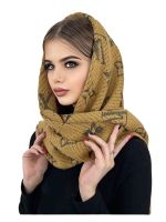 Шарф палантин брендовый LV из шерсти и шелка желтый 311025