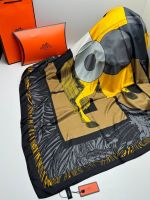 Шелковый платок HERMES черный с желтым 04082003