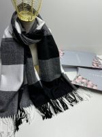 Палантин женский  в крупную клетку четный с белым 04112503