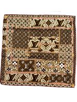 Платок брендовый шёлковый белый с коричневым 2511202501