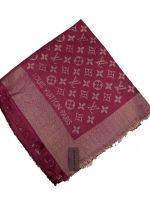 Платок брендовый шерстяной бордовый с золотом 06112505