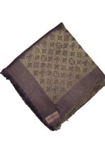 Платок брендовый шерстяной коричневый с золотом 06112500