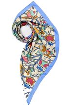 Платок женский шёлковый бело-голубой M0004