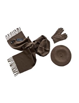 Комплект женский (берет, шарф, перчатки) 00481 темно-бежевый