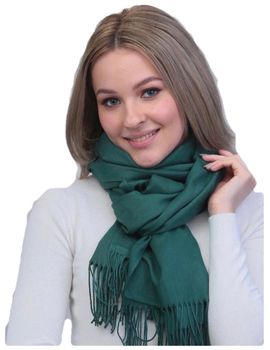 Шарф кашемировый зеленый 241122