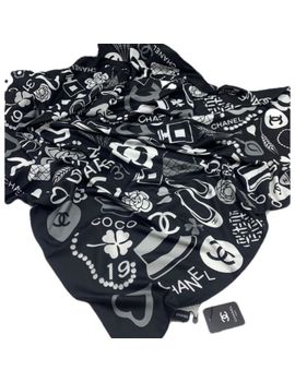 Шелковый платок  CHANEL черный 220126